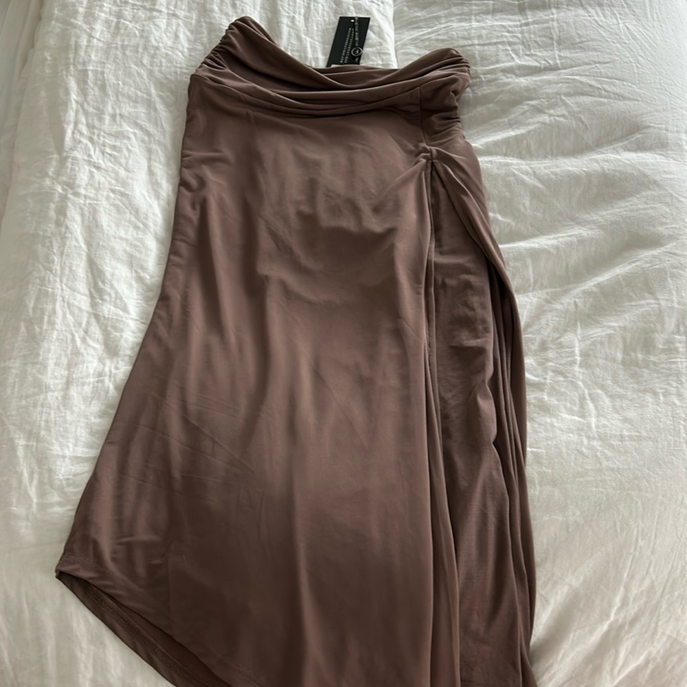 brown silk brand new skirt